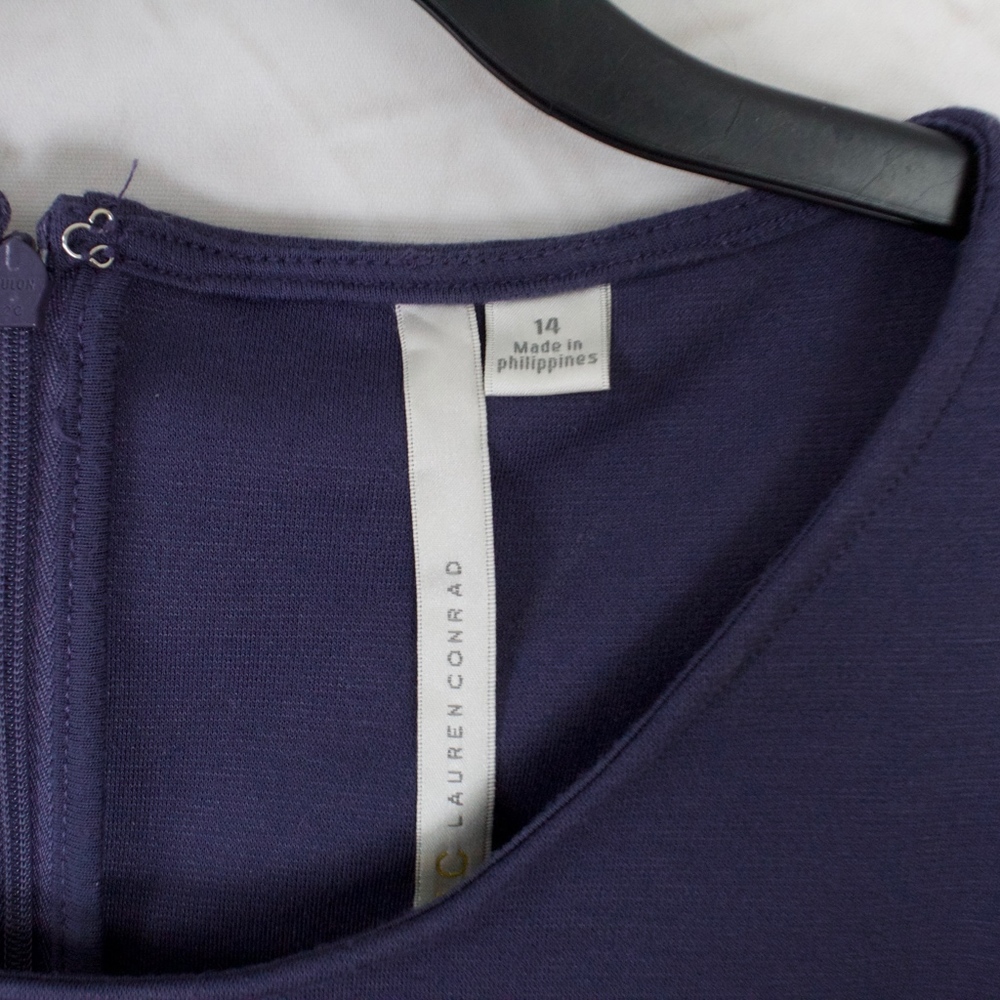 Lauren Conrad Purple Cotton Nylon Dress Size 14 - Picture 4 of 8